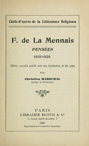Cover for Pensées 1819-1826