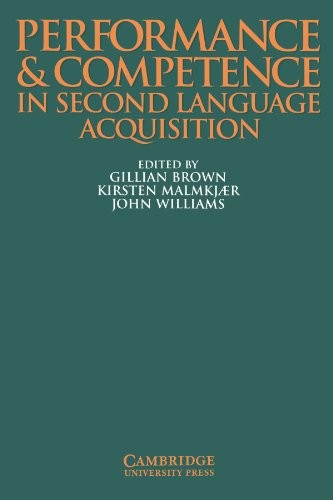 Cover for Performance and competence in second language acquisition