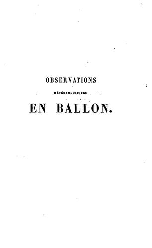 Cover for Observations météorologiques en ballon: (Résumé de 25 ascensions aérostatiques)