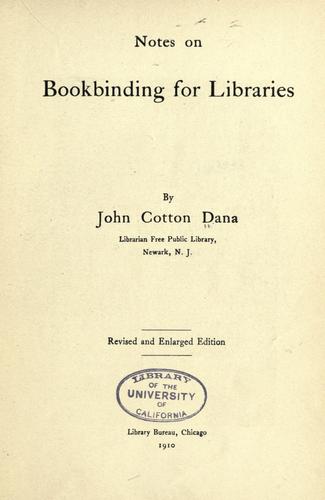 Cover for Notes on bookbinding for libraries