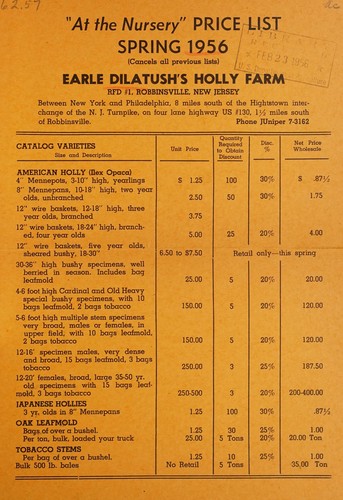 Cover for "At the nursery" price list, spring 1956
