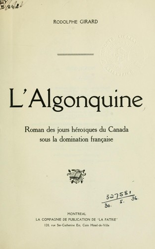 Cover for L'Algonquine