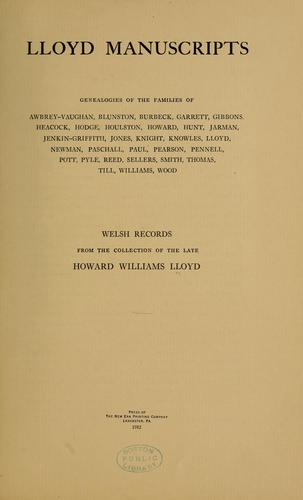 Cover for Lloyd manuscripts.