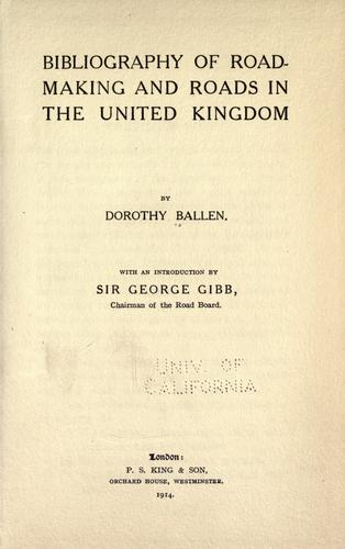Cover for Bibliography of road-making and roads in the United Kingdom