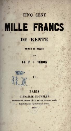 Cover for Cinq cent mille francs de rente