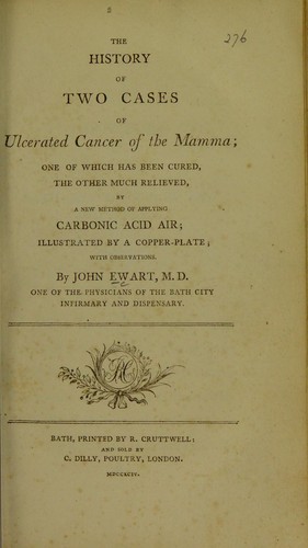 Cover for The history of two cases of ulcerated cancer of the mamma