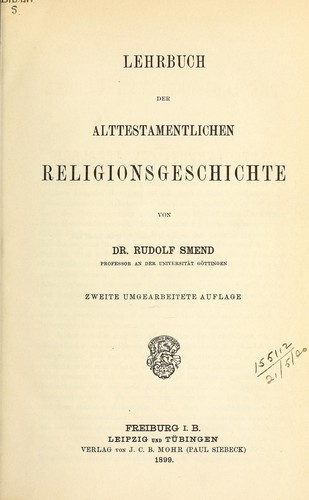 Cover for Lehrbuch der alttestamentlichen Religionsgeschichte