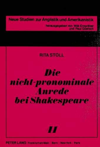 Cover for Die nicht-pronominale Anrede bei Shakespeare