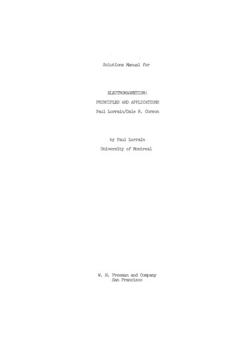 Cover for Solutions manual for electromagnetism