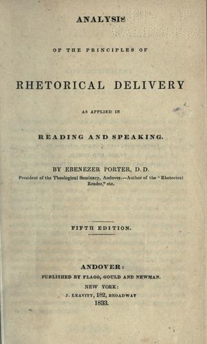 Cover for Analysis of the principles of rhetorical delivery as applied in reading and speaking
