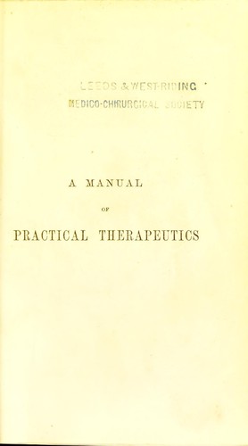 Cover for A manual of practical therapeutics