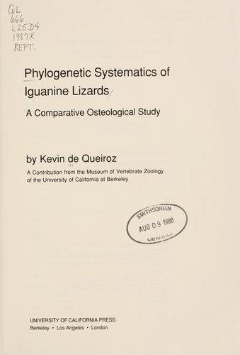 Cover for Phylogenetic systematics of iguanine lizards