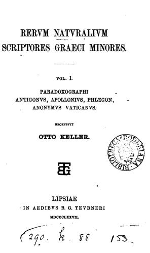 Cover for Rervm natvralivm scriptores graeci minores.