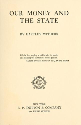 Cover for Our money and the state