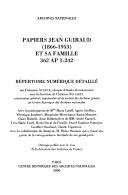 Cover for Papiers Jean Guiraud (1866-1953) et sa famille