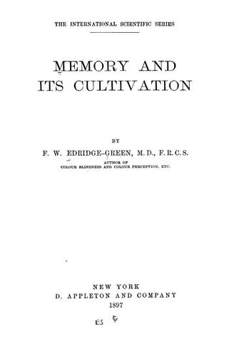 Cover for Memory and its cultivation