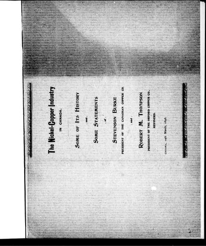 Cover for The nickel-copper industry in Canada