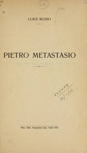 Cover for Pietro Metastasio