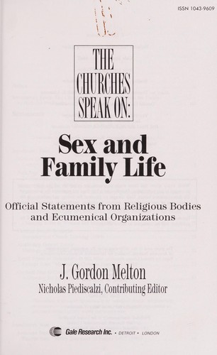 Cover for The Churches speak on--sex and family life