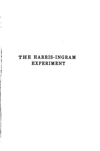 Cover for The Harris-Ingram experiment
