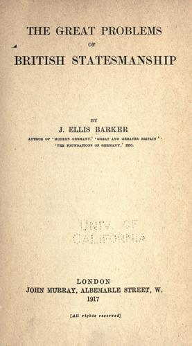 Cover for The great problems of British statesmanship