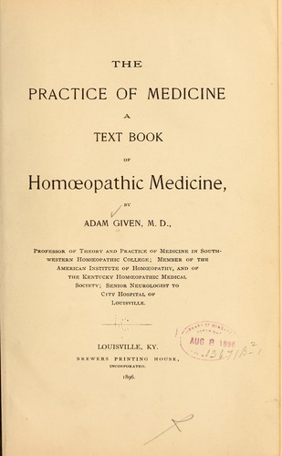 Cover for The practice of medicine