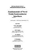 Cover for Fundamentals of novel oxide/semiconductor interfaces
