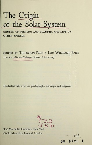 Cover for The origin of the solar system