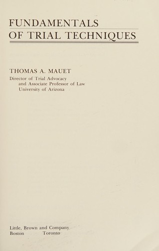 Cover for Fundamentals of trial techniques
