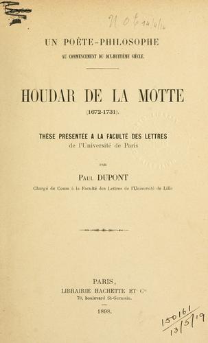 Cover for Un poète-philosophe au commencement du dix-huitième siècle