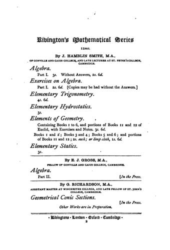 Cover for An elementary treatise on geometrical conic sections