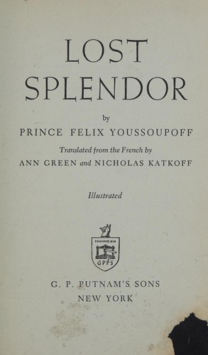 Cover for Lost splendor.