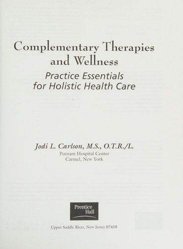 Cover for Complementary therapies and wellness