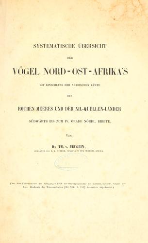 Cover for Systematische Übersicht der Vögel Nord-Ost-Afrika's