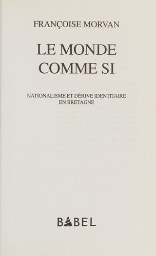 Cover for Le monde comme si