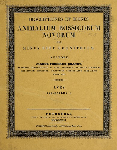 Cover for Descriptiones et icones animalium rossicorum novorum vel minus rite cognitorum