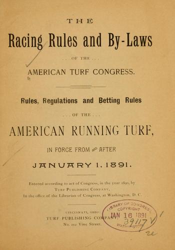 Cover for The racing rules and by-laws of the American turf congress