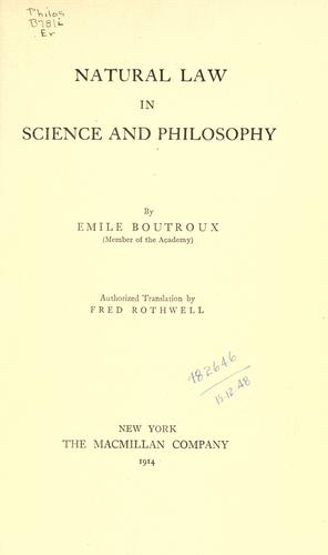 Cover for Natural law in science and philosophy