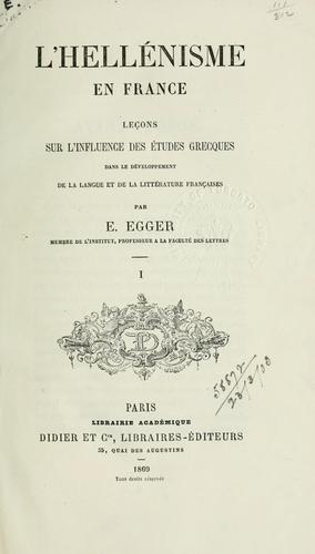 Cover for L'hellénisme en France
