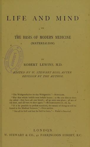 Cover for Life and mind on the basis of modern medicine (materialism)