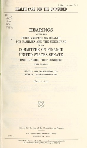 Cover for Health care for the uninsured