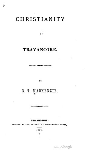 Cover for Christianity in Travancore