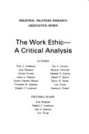 Cover for The Work ethic--a critical analysis