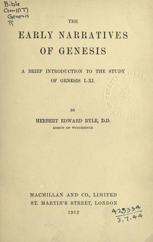 Cover for The early narratives of Genesis