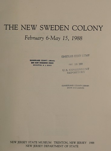 Cover for The New Sweden colony