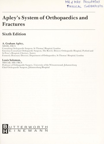 Cover for Apley's System of Orthopaedics and Fractures