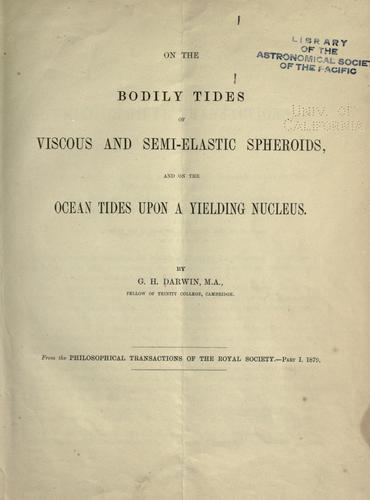 Cover for Problems connected with the tides of a viscous spheroid.