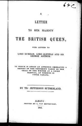 Cover for A letter to Her Majesty, the British Queen