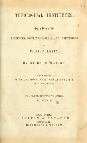 Cover for Theological institutes