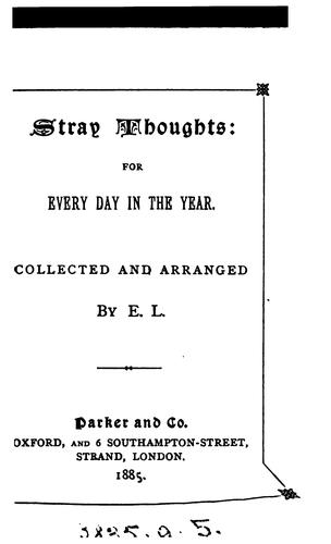 Cover for Stray thoughts: for every day in the year. Collected and arranged by E.L.